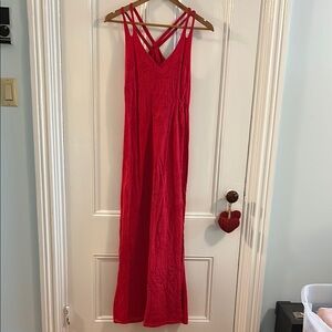 Red Sleeveless Spaghetti Strap Maxi Sundress